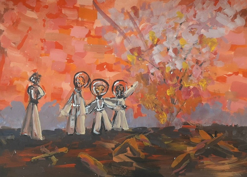 Васильева Полина. Мир за защитным стеклом (иллюстрация к рассказу «Какие смешные деревья», победа в специальной номинации «Что мы знали о войне?»)