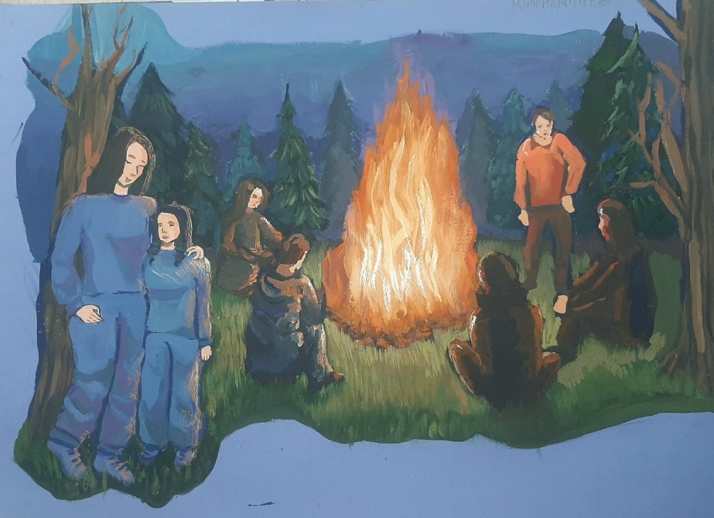 Армеева Милана. Здравствуй, мама! (иллюстрация к рассказу «Самый большой дом», 1-е место в младшей группе, номинация «Живопись»)